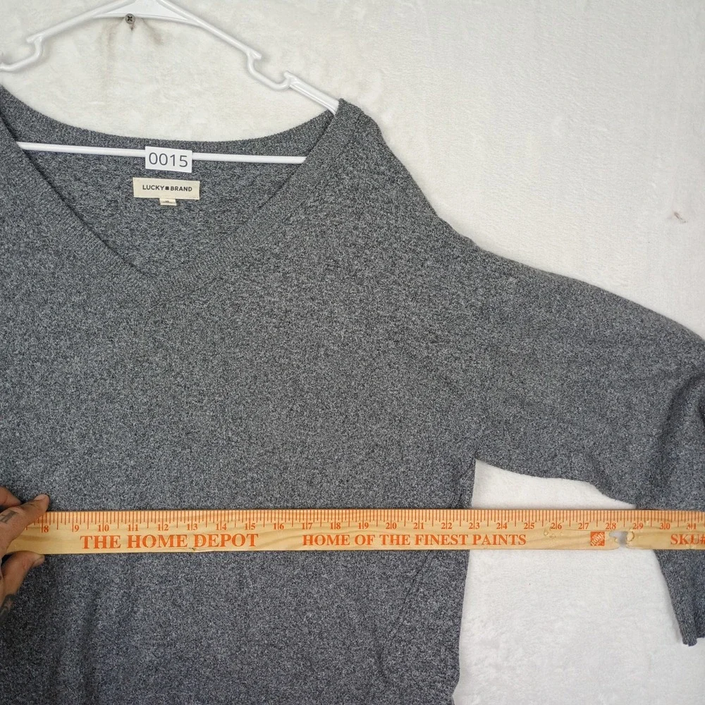 Lucky‎ Brand Mens XL Gray Heather V-Neck Knit Sweater Long Sleeve Relaxed Fit